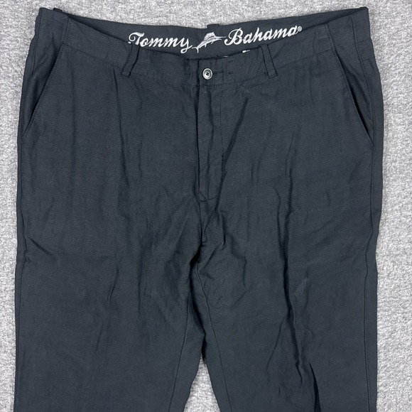 Tommy Bahama Pants Mens 38x32 Black Linen Silk Blend Chino Summer Casual Beach - Picture 1 of 12